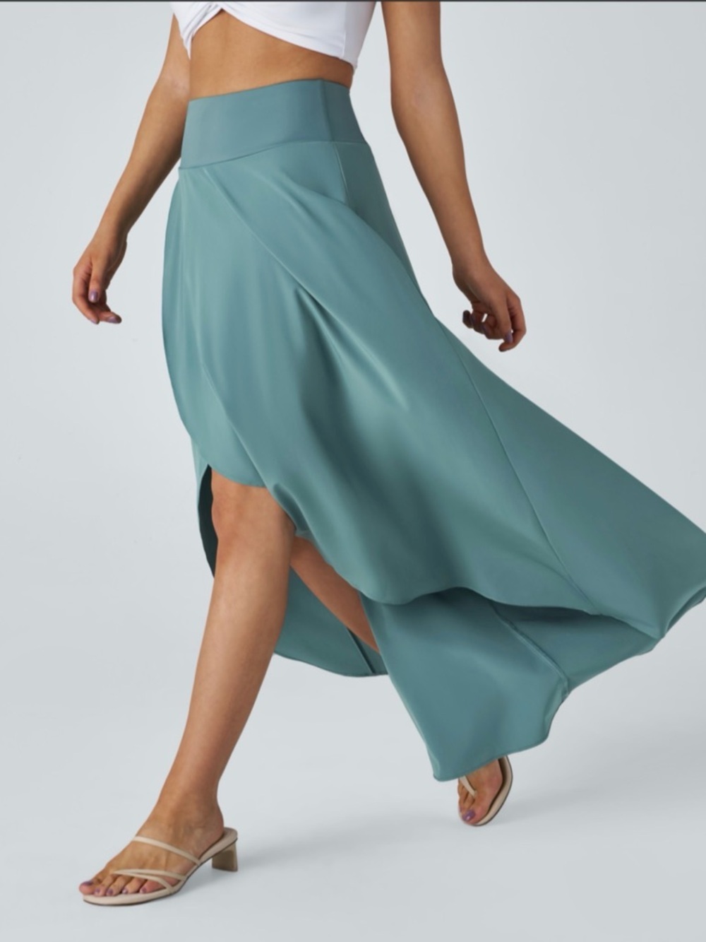 HALARA Teal High-Waist Flowing Maxi Skirt